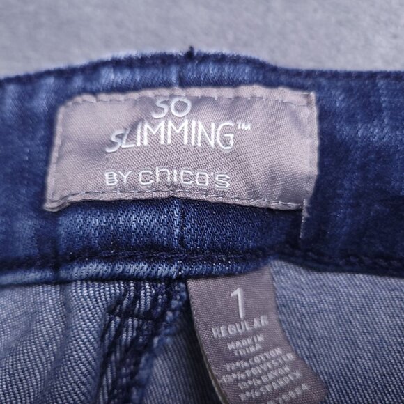 Chicos So Slimming Womens Straight Leg Jeans 8 (1) Medium Wash Mid Rise Stretch - Picture 7 of 8